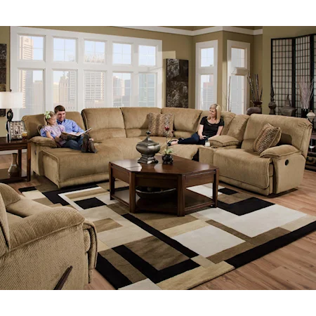 Five Person Sectional with Reclining Left Side Chaise